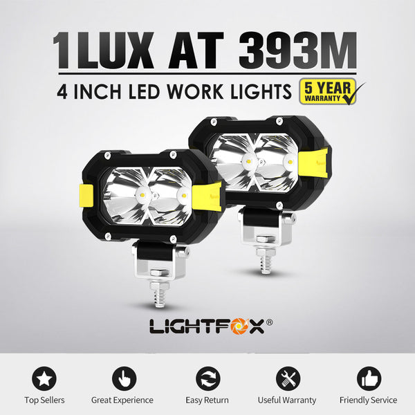 LIGHTFOX 4inch PAIR LED Light Bar 4,600 Lumens