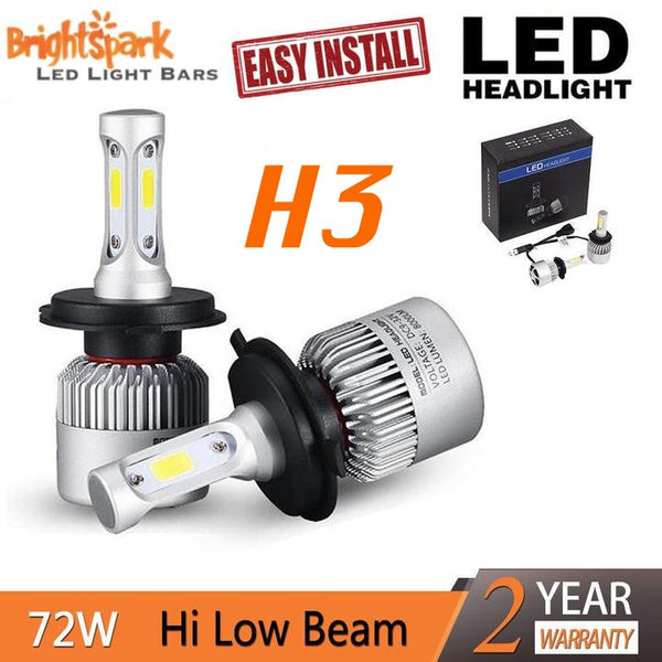 H3 Osram led headlights, easy install , 72 Watts - BrightSparkLedCo