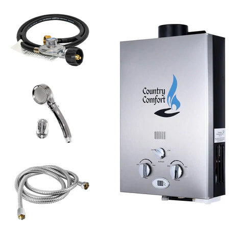 Country Comfort portable gas hot water heater system with pump