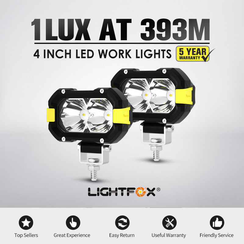 LIGHTFOX 4inch PAIR LED Light Bar 4 600 Lumens Ledlightbars