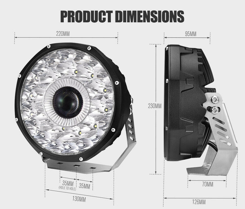 LIGHTFOX Pair 9"CREE LED Driving Spotlights 1lux@1799