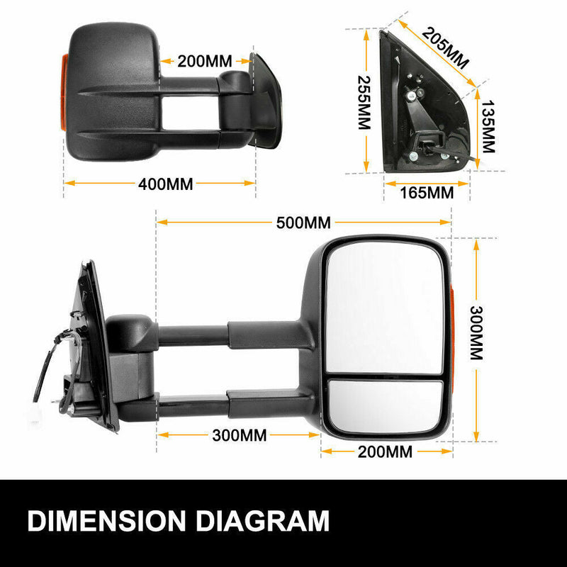 Black Pair Towing Extendable Side Mirrors,Most Models.