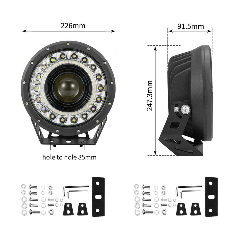 Pair 9inch Cree LED Driving Light 1Lux @ 1,850m 58,000Lumens