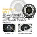 Pair 9inch Cree LED Driving Light 1Lux @ 1,850m 58,000Lumens