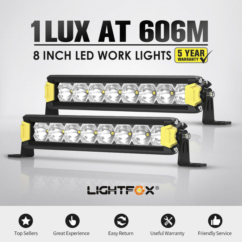 LIGHTFOX 8inch PAIR LED Light Bar 4 600 Lumens Ledlightbars