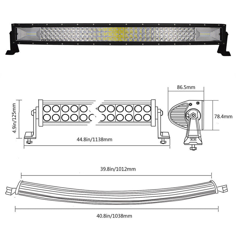 52" 7D. 1450WATT Curved Led Light Bar Free wiring Harness - BrightSparkLedCo