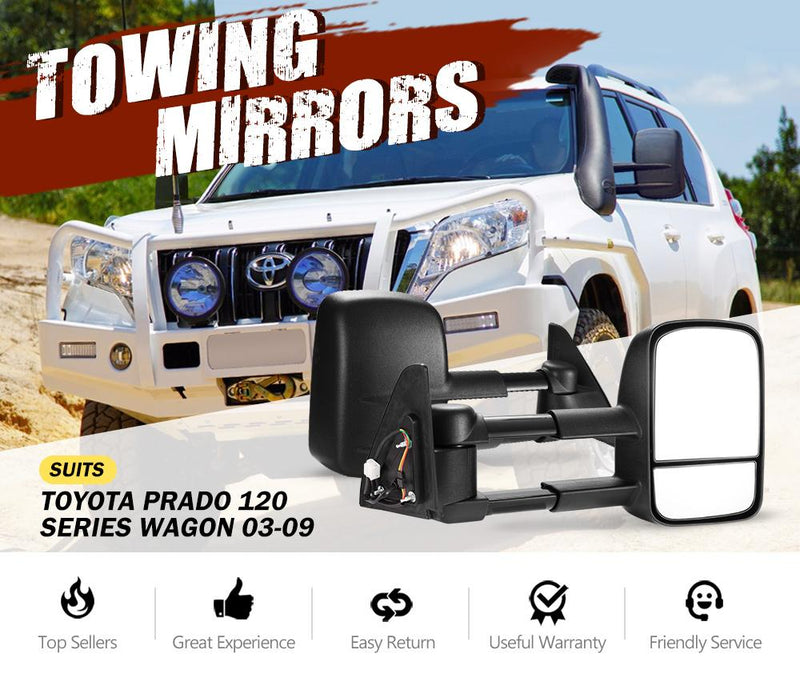 Black Pair Towing Extendable Side Mirrors,Most Models.